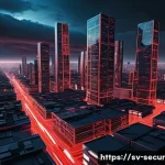 Home 12 컨테이너 보안을 위한 실무 가이드 - **Prompt:** "A highly detailed, futuristic digital cityscape at dusk, representing a complex network...