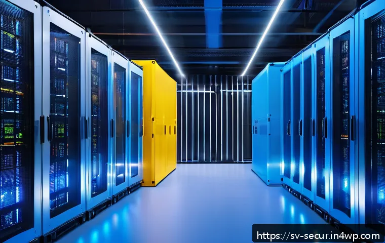 컨테이너 보안 절차와 실행 계획 - A high-tech server room environment showcasing multiple isolated containers running on Kubernetes wi...